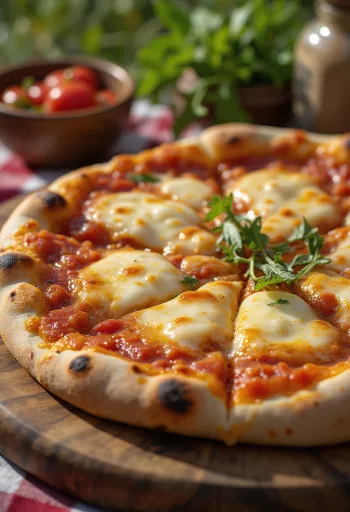 Turkmenská pizza podávaná s místní rajčatovou omáčkou