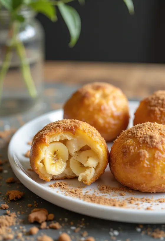Bolinho de chuva s banánem, lahodný a sladký brazilský dezert