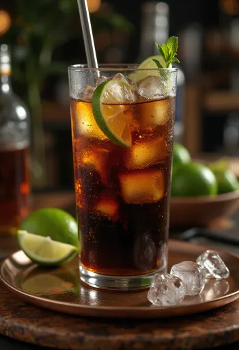 Vysoká sklenice s koktejlem Cuba Libre