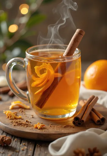 Skořicový cider servírovaný ve sklenici