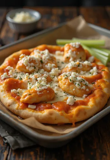 Buffalo chicken pizza s pálivým kuřetem a modrým sýrem