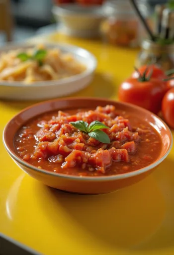 Omáčka Arrabbiata servírovaná s těstovinami