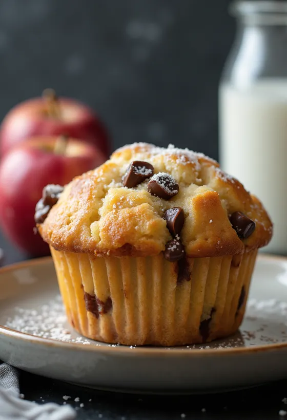 Jablečno-čokoládové muffiny servírované