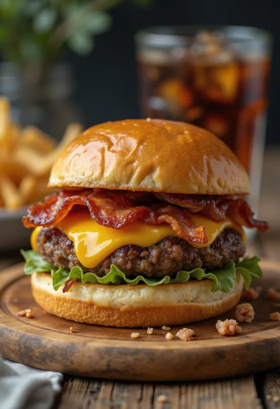 Slaninový burger servírovaný