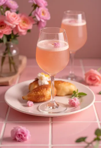 Koktejl Bellini zdobený čerstvým broskvovým pyré a proseccem