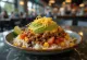 Burrito bowl s hovězím masem, rýží, fazolemi, kukuřicí a sýrem
