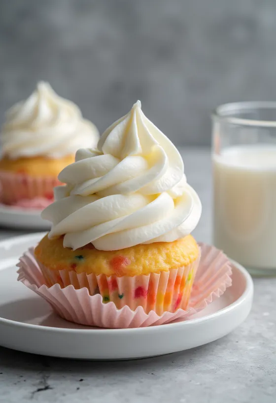Duhové cupcakes při servírování