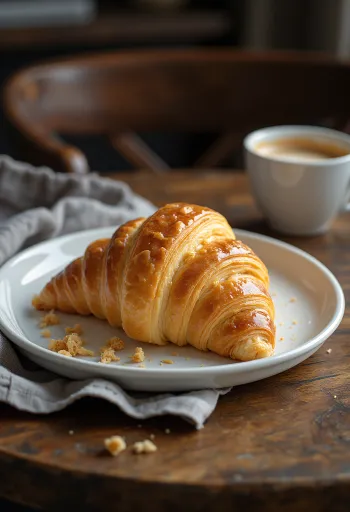Čerstvě upečený neplněný croissant