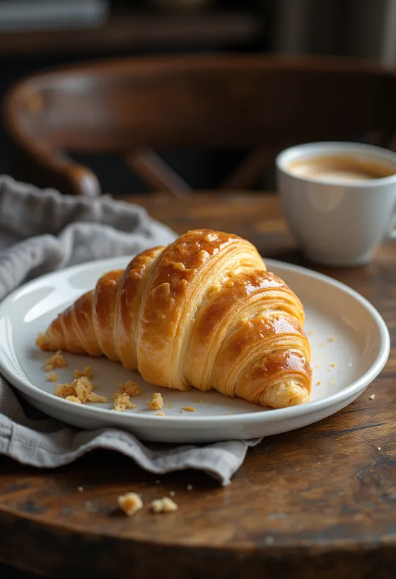 Čerstvě upečený neplněný croissant