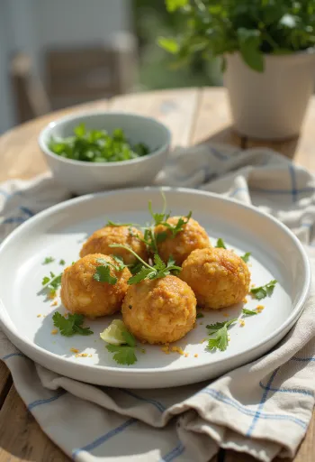 Acarajé se salátem ze zelených rajčat, křupavé brazilské jídlo