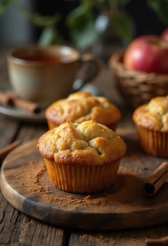 Jablečno-skořicové muffiny při podávání