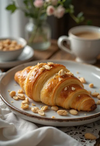 Americký arašídový croissant servírovaný