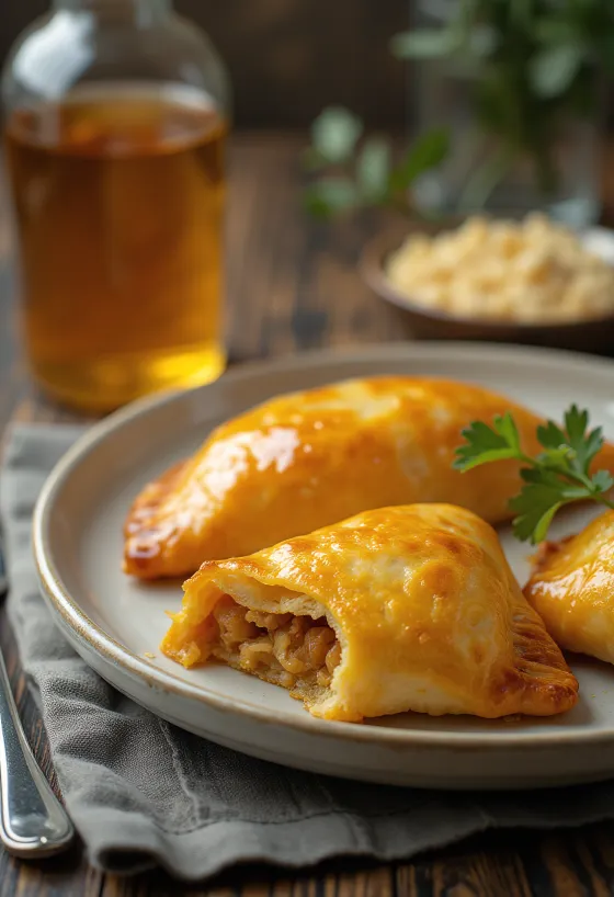 Chilské empanadas s kuřecím masem, se zlatohnědým těstem a kuřecí náplní