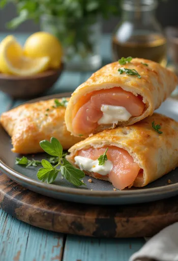 Koprové calzone s lososem čerstvě upečené