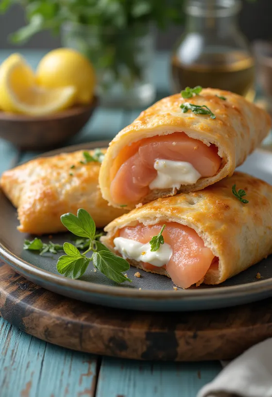 Koprové calzone s lososem čerstvě upečené