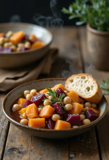 Hustá zeleninová polévka Puchero s cizrnou a fazolemi