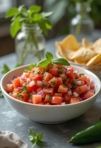 Čerstvá rajčatová salsa s koriandrem a limetkou