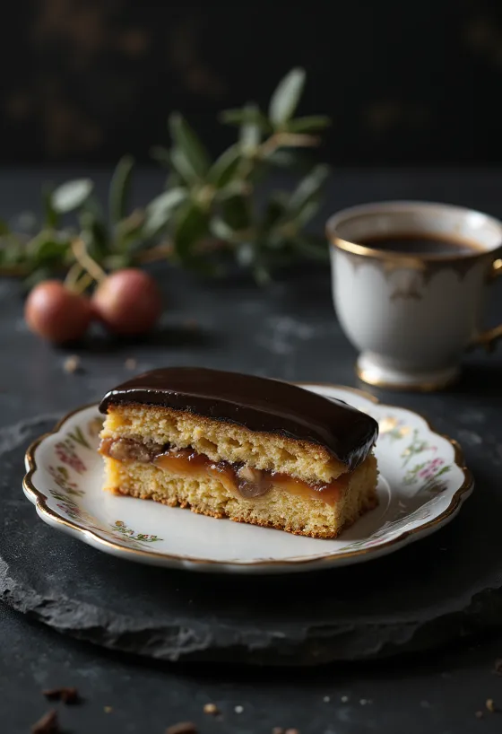 Domácí Zserbó s křehkým těstem, ořechovou náplní a čokoládovou polevou