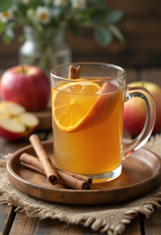 Skořicový jablečný cider servírovaný ve sklenicích