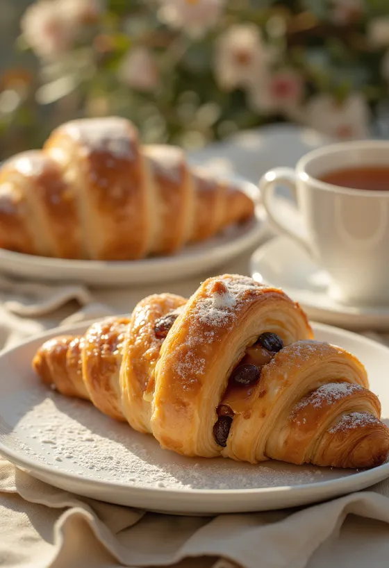 Karamelizovaný jablečný croissant servírovaný