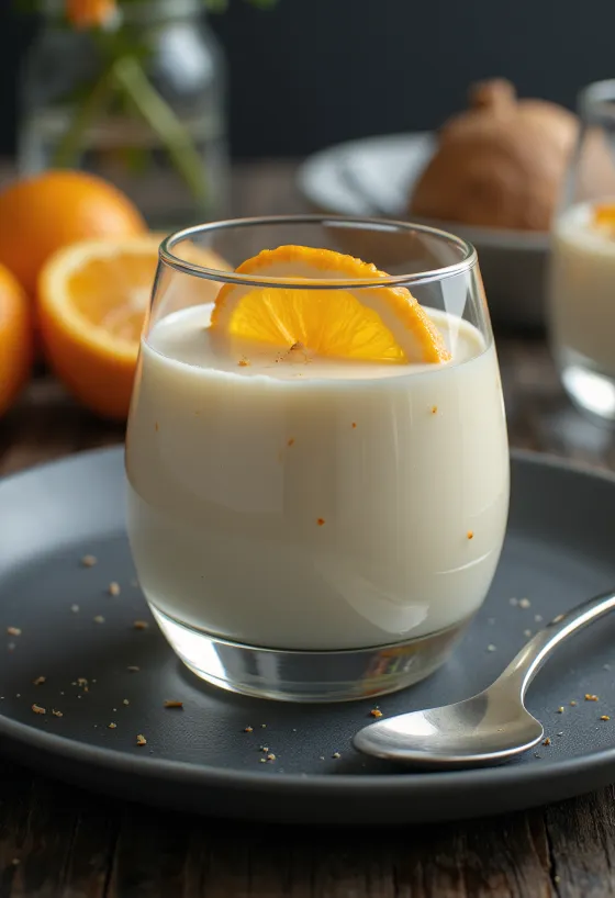 Pomerančová panna cotta servírovaná
