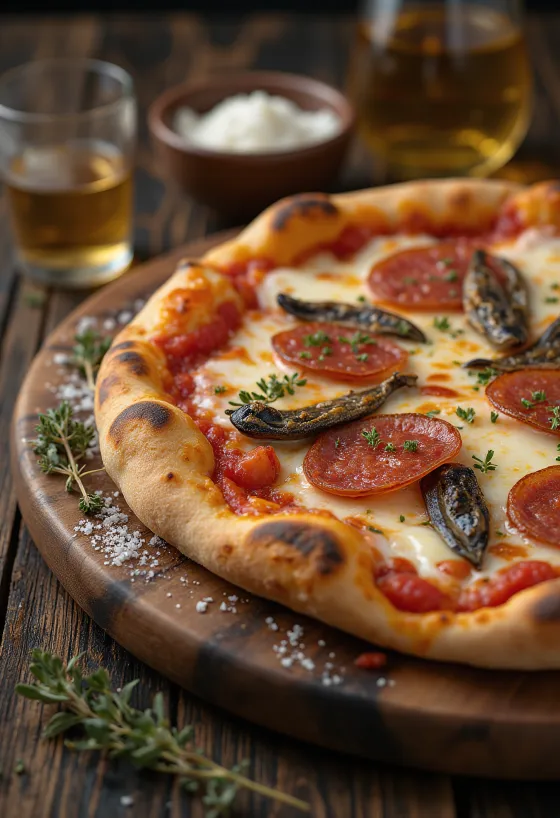 Pizza Diavola s ančovičkami a chilli