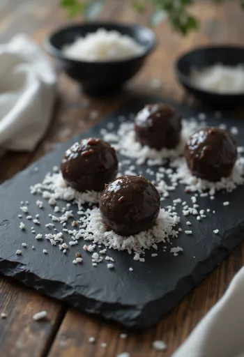 Narkel naru s čokoládou, kokosové sladké kuličky