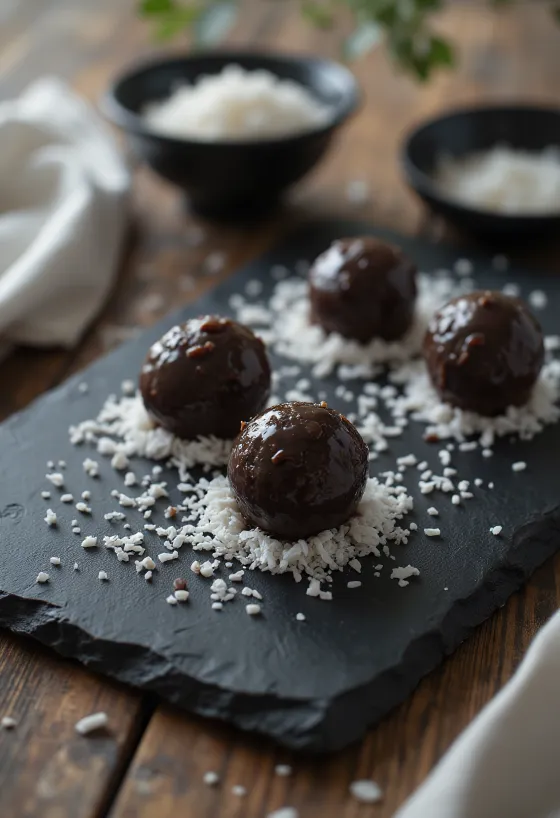 Narkel naru s čokoládou, kokosové sladké kuličky