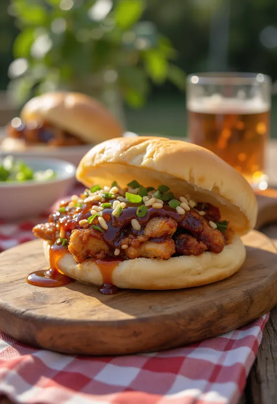 Teriyaki Chicken Bao s teriyaki omáčkou a sezamovými semínky