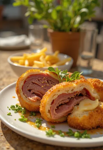 Cachopo španělské plněné maso servírované