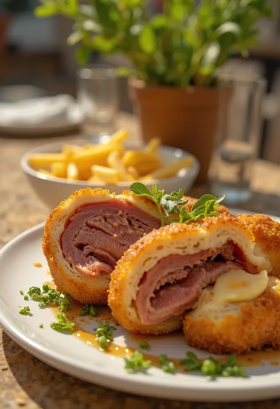 Cachopo španělské plněné maso servírované