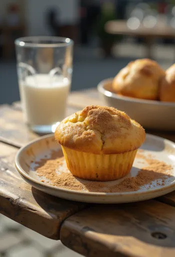 Skořicové muffiny podávané na talíři