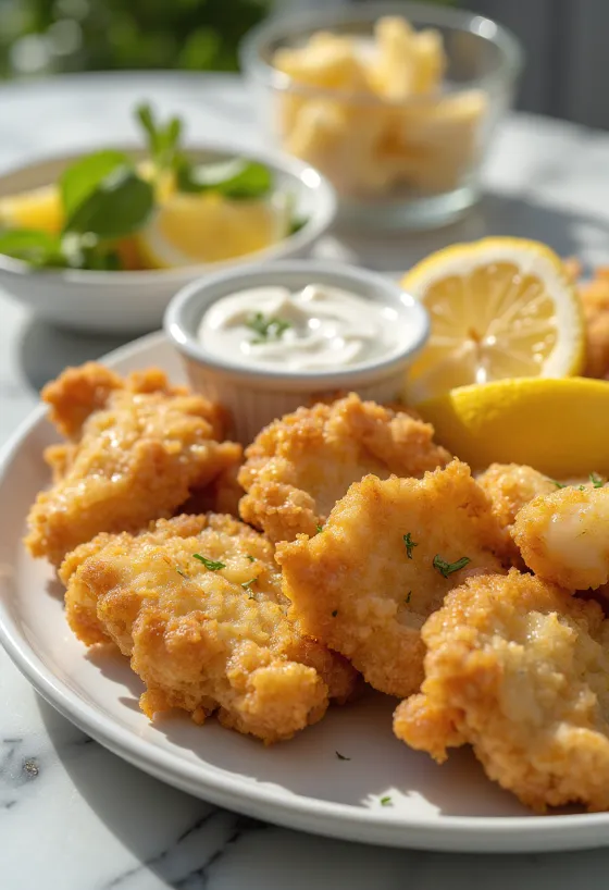 Smažený mozeček v křupavém trojobalu podávaný s čerstvou zeleninou