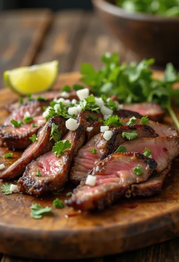 Carne asada servírovaná s tortillou a salátem