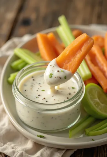 Ranch dresink podávaný s čerstvou zeleninou