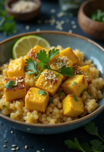 Česnekové quinoa kari s tofu