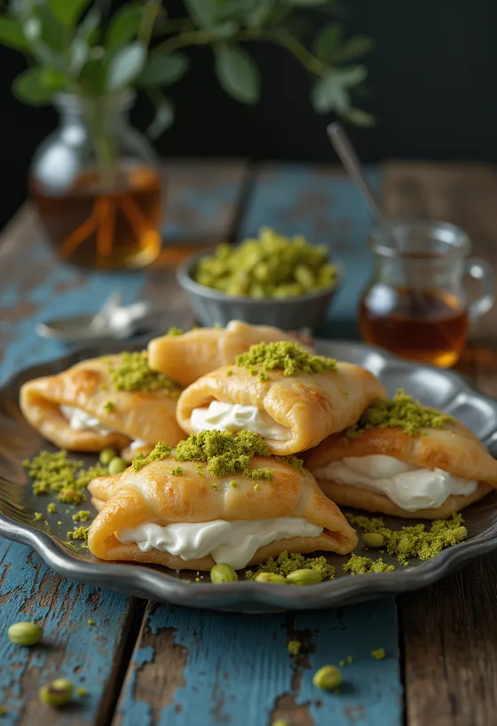 Atayef arabská palačinka servírovaná