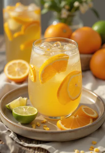 Osvěžující citrusový cider čerstvě servírovaný