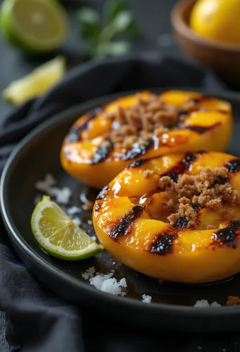 BBQ grilované mango při servírování