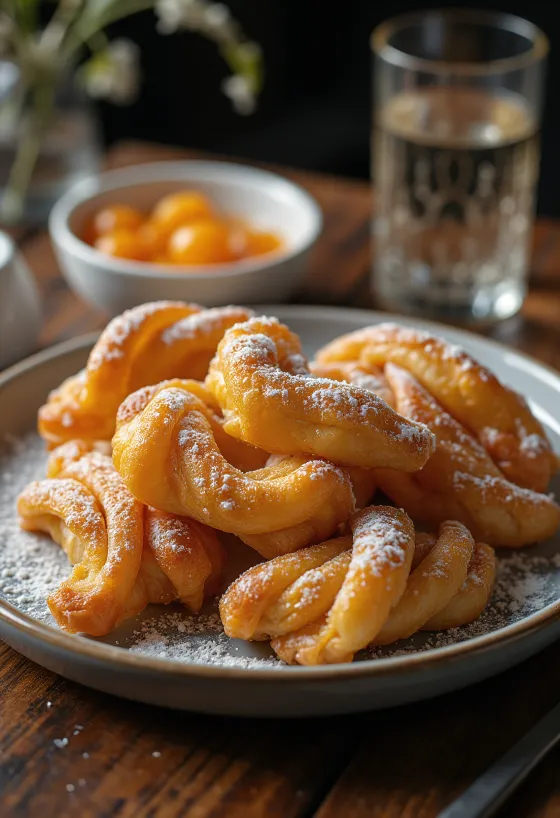 Boží milosti posypané moučkovým cukrem, podávané s marmeládou