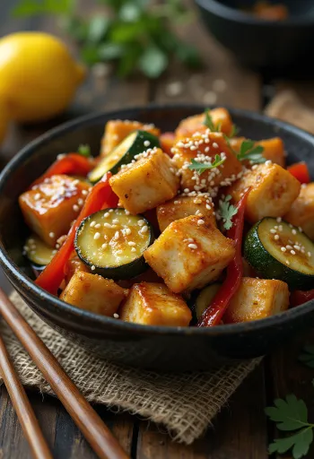 Česnekové smažené tofu ve woku