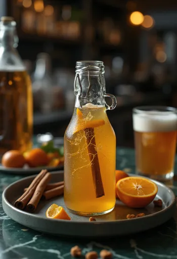 Kořeněný cider servírovaný v lahvi