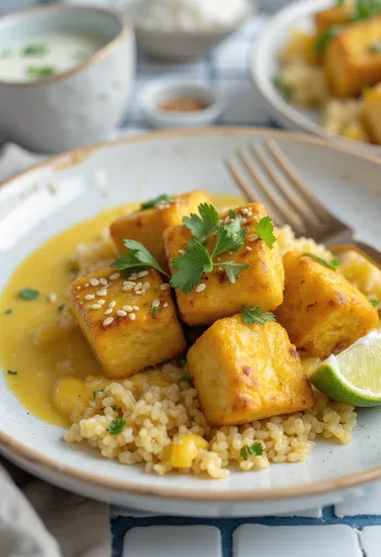 Česnekové tofu s quinoa kari