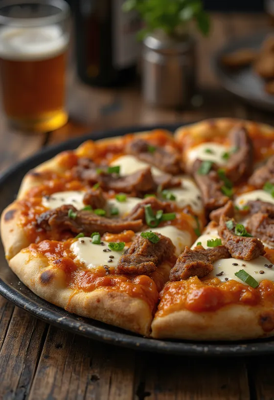 Korean Bulgogi Pizza s hovězím masem a omáčkou gochujang