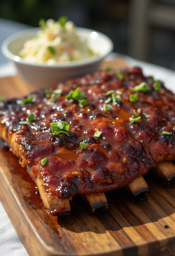 BBQ žebra podávaná s karamelizovanou omáčkou