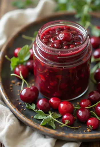 Chilli borůvková omáčka servírovaná na talíři