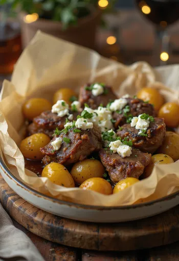 Lamb Kleftiko, řecké pomalu pečené jehněčí maso se zeleninou