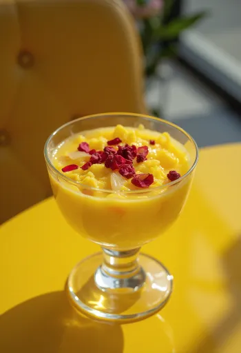 Zerde s růžovou vodou a šafránem, s mandlemi a okvětními lístky růží