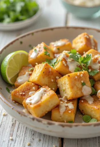 Kořeněné tofu s limetkou a tahini