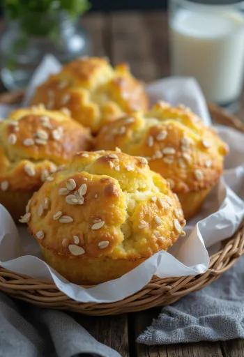Tvarohové ovesné muffiny servírované